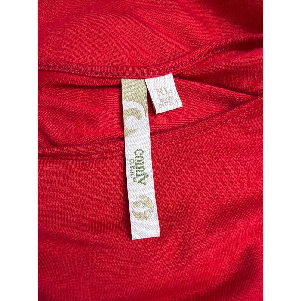 Comfy USA XL Red Round Neck Long Sleeve High-Low Balloon Maxi Dress USA - Picture 8 of 9